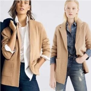 J. Crew 100% Merino Wool Sophie Open Front Tan Sweater Blazer Size XS